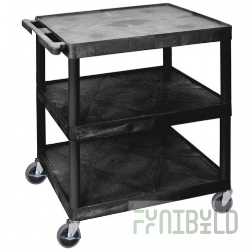 Luxor HE40-B Black 3 Shelf Utility Cart - 32