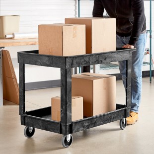 Rubbermaid® FG9T6700BLA Medium Lipped Two Shelf Utility Cart - 40 Rubbermaid® FG9T6700BLA Medium Lipped Two Shelf Utility Cart - 40