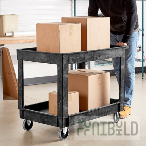 Rubbermaid® FG9T6700BLA Medium Lipped Two Shelf Utility Cart - 40