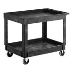 Rubbermaid® FG9T6700BLA Medium Lipped Two Shelf Utility Cart - 40