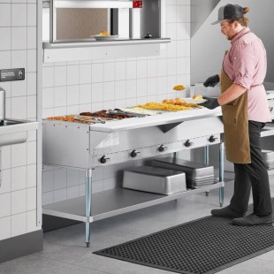 ServIt GST-5WE-LP Five Pan Open Well Liquid Propane Steam Table with Undershelf - 17,500 BTU ServIt GST-5WE-LP Five Pan Open Well Liquid Propane Steam Table with Undershelf - 17,500 BTU