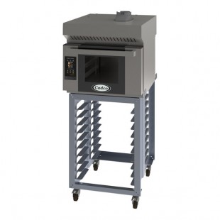 Cadco Bakerlux Station BLS-3HTD-1H 3-Shelf Half Size Heavy-Duty Digital Countertop Convection Oven with Touch Control Panel, Ventless Hood, and Stand - 208-240V Cadco Bakerlux Station BLS-3HTD-1H 3-Shelf Half Size Heavy-Duty Digital Countertop Convection Oven with Touch Control Panel, Ventless Hood, and Stand - 208-240V