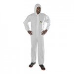 Cordova White Defender II Microporous Heavy Weight Coveralls with Elastic Wrists and Hood - XL - 25/Case Cordova White Defender II Microporous Heavy Weight Coveralls with Elastic Wrists and Hood - XL - 25/Case