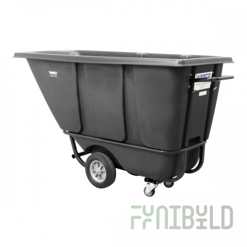 Wesco Industrial Products 272576 0.5 Cu. Yd. Black Polyethylene Standard-Duty Tilt Truck