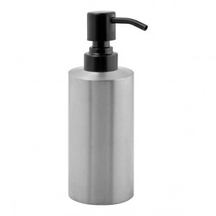 room360 Tokyo 12 oz. Brushed Silver Stainless Steel Soap Dispenser with Matte Black Top - 6/Case