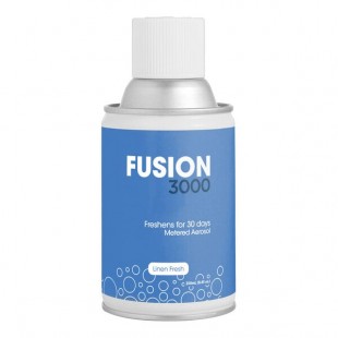 Fresh Products Fusion 3000 MAIR-F-000I012M-71 8.45 oz. Linen Fresh Scent Metered Aerosol Air Freshener Refill - 12/Case Fresh Products Fusion 3000 MAIR-F-000I012M-71 8.45 oz. Linen Fresh Scent Metered Aerosol Air Freshener Refill - 12/Case