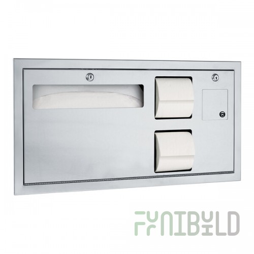 American Specialties, Inc. Traditional 10-0487-R Recessed ADA Toilet Seat Cover / Toilet Tissue Dispenser