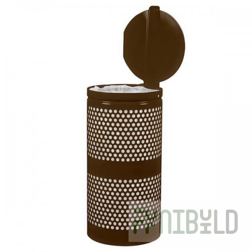 Ex-Cell Kaiser WR-10R CVR COF Landscape Series 10 Gallon Round Coffee Gloss Perforated Trash Can with Lid