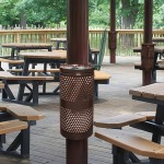 Ex-Cell Kaiser WR-10R CVR COF Landscape Series 10 Gallon Round Coffee Gloss Perforated Trash Can with Lid