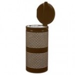Ex-Cell Kaiser WR-10R CVR COF Landscape Series 10 Gallon Round Coffee Gloss Perforated Trash Can with Lid