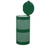 Ex-Cell Kaiser WR-10R CVR COF Landscape Series 10 Gallon Round Coffee Gloss Perforated Trash Can with Lid