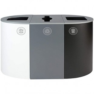 Busch Systems Spectrum 101196 68 Gallon Powder-Coated Steel Three Stream Decorative Organics / Recycle / Waste Receptacle Busch Systems Spectrum 101196 68 Gallon Powder-Coated Steel Three Stream Decorative Organics / Recycle / Waste Receptacle