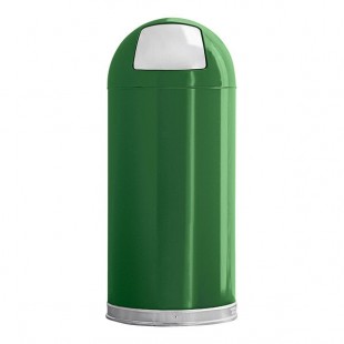 Witt Industries 15DTSGN 15 Gallon Green Steel Round Indoor Decorative Trash Can with Push Door Dome Lid