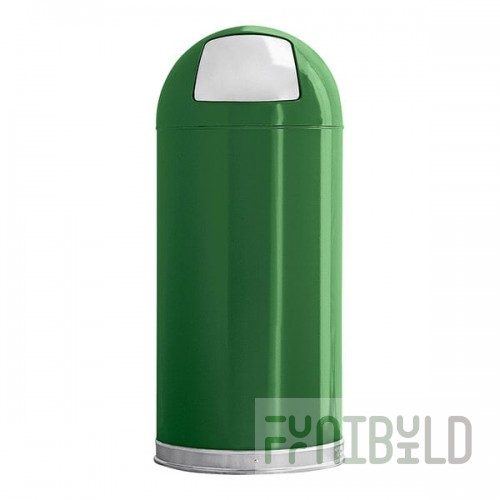 Witt Industries 15DTSGN 15 Gallon Green Steel Round Indoor Decorative Trash Can with Push Door Dome Lid