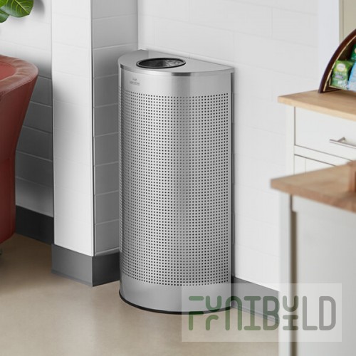 Lancaster Table & Seating 12 Gallon Stainless Steel Perforated Half Round Decorative Trash Can