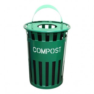 Witt Industries Oakley Eco M3601CP-MHT-GN 36 Gallon Green Outdoor Compost Bin with Metal Hood Top Lid Witt Industries Oakley Eco M3601CP-MHT-GN 36 Gallon Green Outdoor Compost Bin with Metal Hood Top Lid