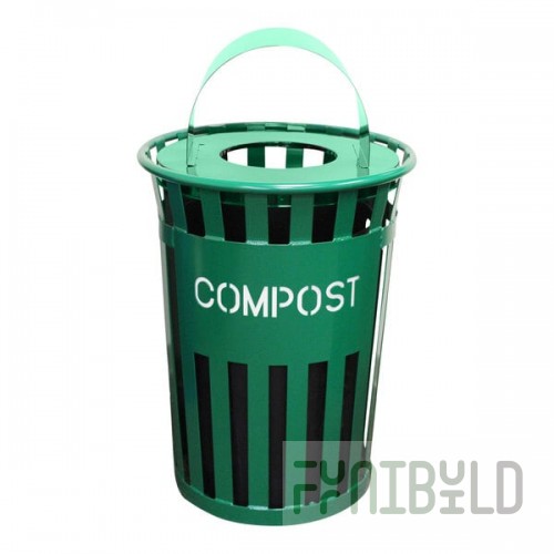 Witt Industries Oakley Eco M3601CP-MHT-GN 36 Gallon Green Outdoor Compost Bin with Metal Hood Top Lid