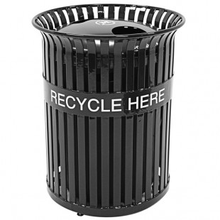 Wausau Tile MF3235 2-Stream 26 Gallon Flat Steel Round Logo Band Outdoor Recycling Bin with Aluminum 2-Hole Lid Wausau Tile MF3235 2-Stream 26 Gallon Flat Steel Round Logo Band Outdoor Recycling Bin with Aluminum 2-Hole Lid