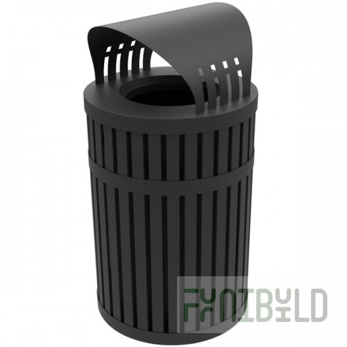 Commercial Zone 72830199 ArchTec Parkview 45 Gallon Round Black Steel Outdoor Trash Can with Canopy