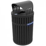Commercial Zone 72830199 ArchTec Parkview 45 Gallon Round Black Steel Outdoor Trash Can with Canopy Commercial Zone 72830199 ArchTec Parkview 45 Gallon Round Black Steel Outdoor Trash Can with Canopy