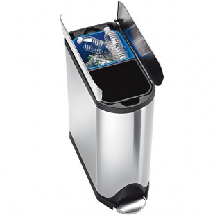 simplehuman CW2017 11 Gallon / 40 Liter Brushed Rectangular Stainless Steel Dual Compartment Butterfly Step-On Trash and Recycling Can simplehuman CW2017 11 Gallon / 40 Liter Brushed Rectangular Stainless Steel Dual Compartment Butterfly Step-On Trash and Recycling Can
