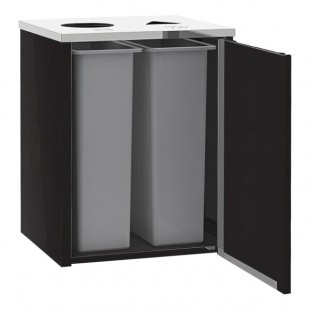 Lakeside 3412B Stainless Steel Rectangular Refuse / Recycling Station with Top Access and Black Laminate Finish - 26 1/2