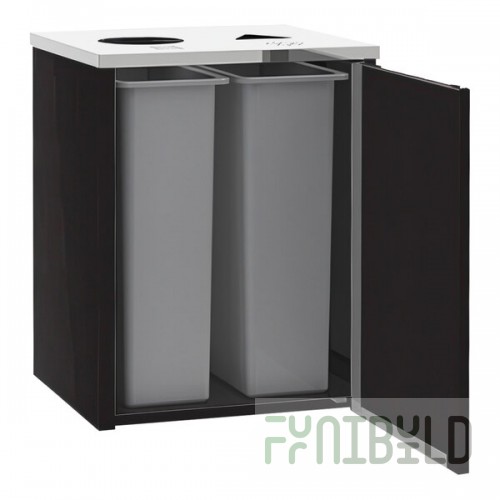 Lakeside 3412B Stainless Steel Rectangular Refuse / Recycling Station with Top Access and Black Laminate Finish - 26 1/2