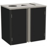 Lakeside 3412B Stainless Steel Rectangular Refuse / Recycling Station with Top Access and Black Laminate Finish - 26 1/2
