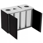 Lakeside 3412B Stainless Steel Rectangular Refuse / Recycling Station with Top Access and Black Laminate Finish - 26 1/2