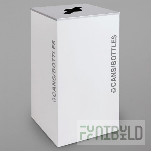 Ex-Cell Kaiser RC-KD36-C BT-WHT Black Tie Kaleidoscope White Gloss Square 36 Gallon Cans / Bottles Receptacle