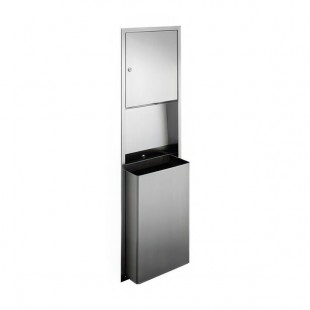 American Specialties, Inc. Traditional 10-0469 Stainless Steel Recessed Paper Towel Dispenser with 12 Gallon Trash Can American Specialties, Inc. Traditional 10-0469 Stainless Steel Recessed Paper Towel Dispenser with 12 Gallon Trash Can