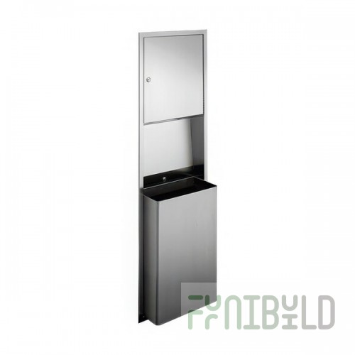 American Specialties, Inc. Traditional 10-0469 Stainless Steel Recessed Paper Towel Dispenser with 12 Gallon Trash Can