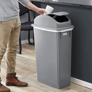 Lavex 23 Gallon Gray Slim Rectangular Trash Can with Dome Swing Lid