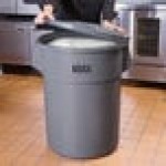 Lavex 55 Gallon Gray Round Commercial Trash Can and Lid Lavex 55 Gallon Gray Round Commercial Trash Can and Lid