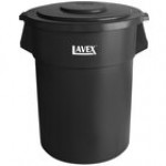 Lavex 55 Gallon Gray Round Commercial Trash Can and Lid Lavex 55 Gallon Gray Round Commercial Trash Can and Lid