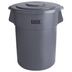 Lavex 55 Gallon Gray Round Commercial Trash Can and Lid Lavex 55 Gallon Gray Round Commercial Trash Can and Lid