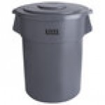 Lavex 55 Gallon Gray Round Commercial Trash Can and Lid Lavex 55 Gallon Gray Round Commercial Trash Can and Lid