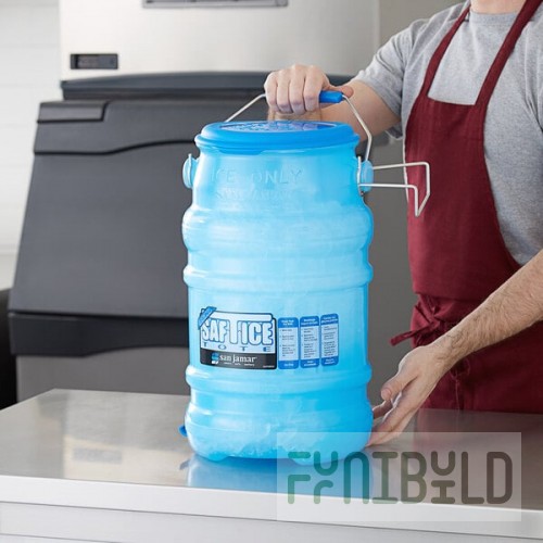 San Jamar Saf-T-Ice 6 Gallon Polypropylene Ice Tote with Lid and Hanging Bracket