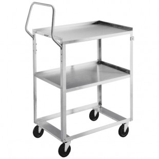 Lakeside 6610 Standard-Duty Stainless Steel Two Shelf Ergo-One System Utility Cart - 31 1/8