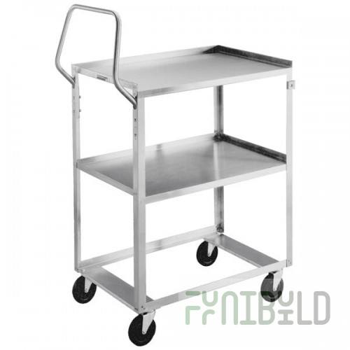 Lakeside 6610 Standard-Duty Stainless Steel Two Shelf Ergo-One System Utility Cart - 31 1/8