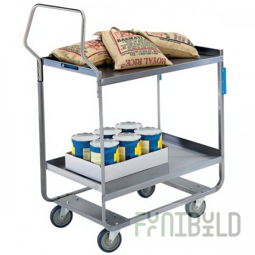 Lakeside 4721 Handler Series Stainless Steel Two Shelf Heavy-Duty Utility Cart - 19 3/8