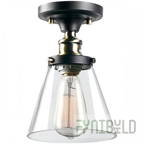 Globe Industrial Dark Bronze / Antique Brass Flush Mount Light - 120V, 60W