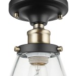 Globe Industrial Dark Bronze / Antique Brass Flush Mount Light - 120V, 60W Globe Industrial Dark Bronze / Antique Brass Flush Mount Light - 120V, 60W