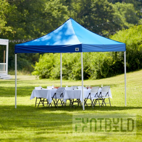 Backyard Pro Courtyard Series 10' x 10' Blue Straight Leg Regular-Duty Steel Instant Pop-Up Canopy Tent