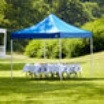 Backyard Pro Courtyard Series 10' x 10' Blue Straight Leg Regular-Duty Steel Instant Pop-Up Canopy Tent
