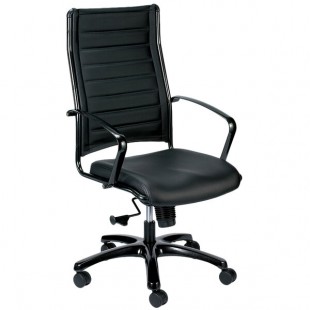 Eurotech LE111TNM-BLKL Europa Metallic Series Black Leather High Back Swivel Office Chair Eurotech LE111TNM-BLKL Europa Metallic Series Black Leather High Back Swivel Office Chair