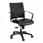 Eurotech LE111TNM-BLKL Europa Metallic Series Black Leather High Back Swivel Office Chair