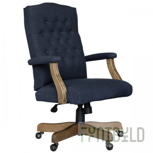Boss B905DW-NV Navy Linen Executive Chair with Driftwood Frame