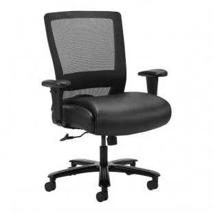 Boss Black Mesh / LeatherPlus High-Back Heavy-Duty Executive Chair with Adjustable T-Arms Boss Black Mesh / LeatherPlus High-Back Heavy-Duty Executive Chair with Adjustable T-Arms