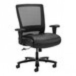 Boss Black Mesh / LeatherPlus High-Back Heavy-Duty Executive Chair with Adjustable T-Arms